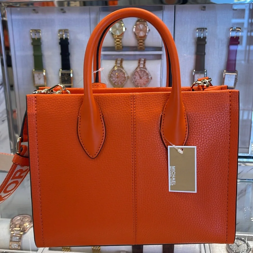 MICHAEL KORS
Mirella Small Pebbled Leather Crossbody Bag Tote 
Poppy 
NWT - Picture 7 of 16
